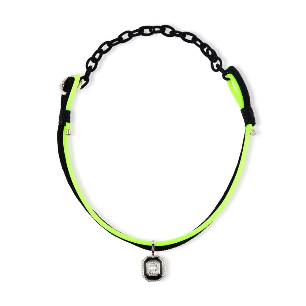 Siyah Emayeli Pırlanta Kolye